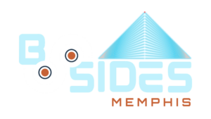 BSides logo. The BSides font futuristic with glowing pyramid. Text says BSides Memphis.